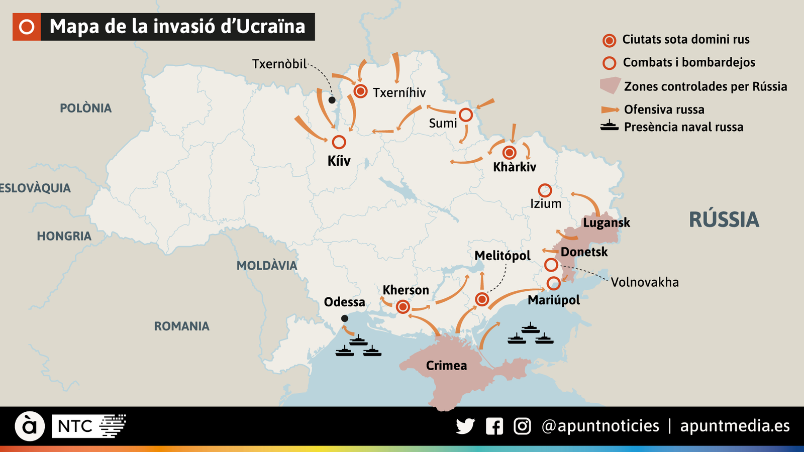 Mapa de la invasió d’Ucraïna Mapa de la invasió d’Ucraïna