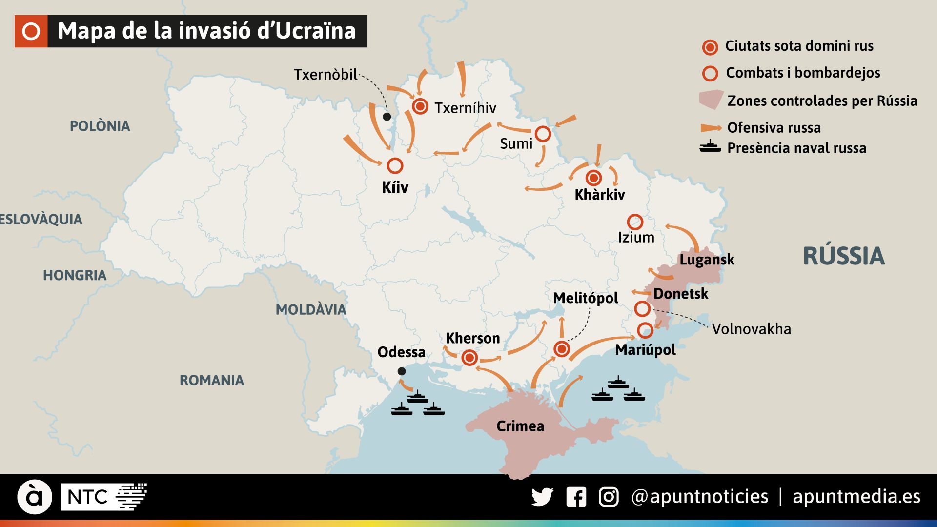 Mapa de la invasió d’Ucraïna Mapa de la invasió d’Ucraïna