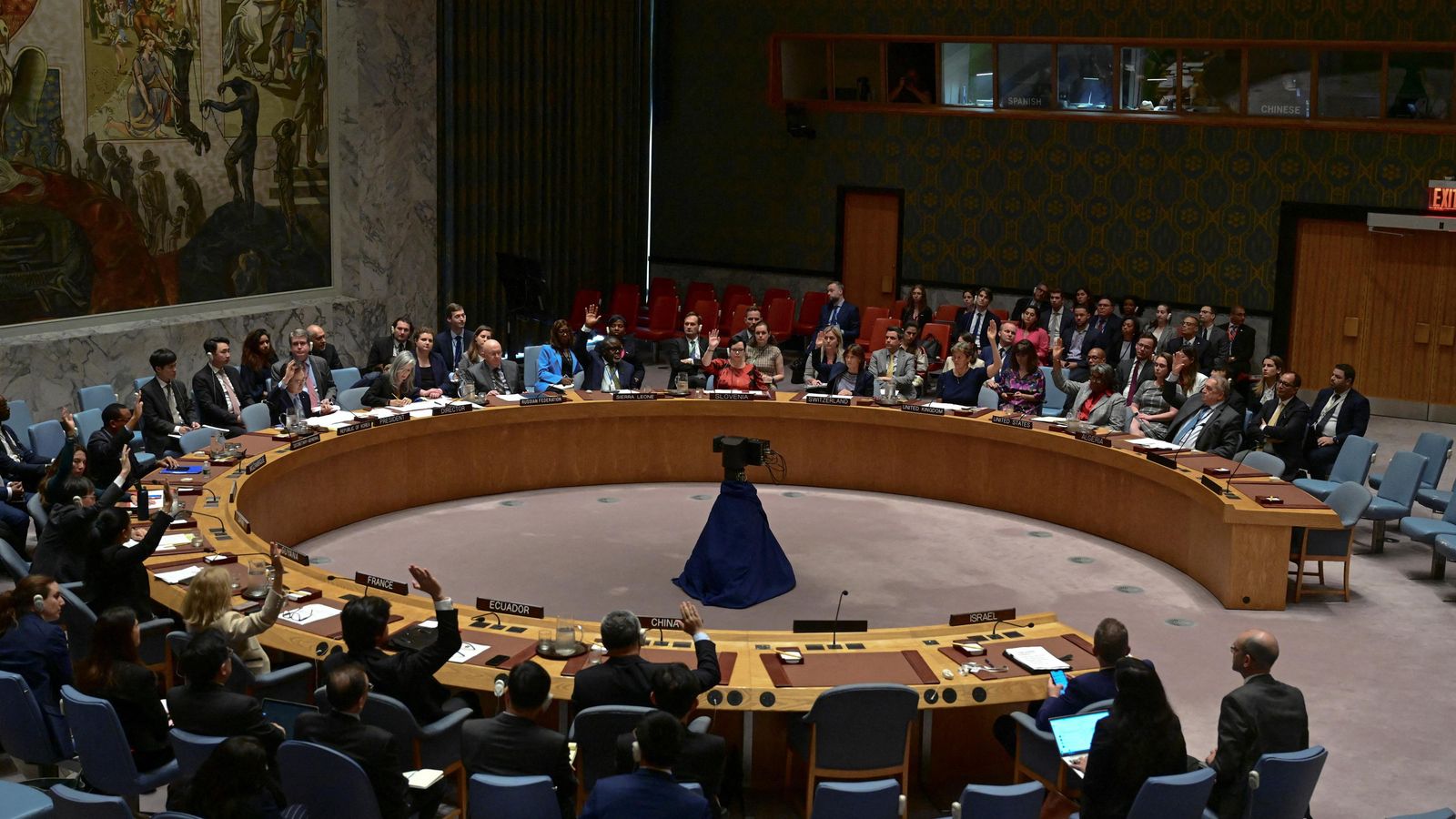 El Consell de Seguretat de l'ONU durant la votació en la matinada de dimarts