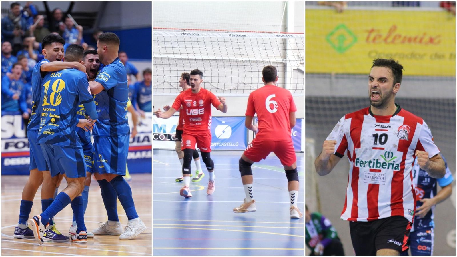 Els jugadors del Peníscola, l'Illa Grau i el Port de Sagunt celebren un triomf