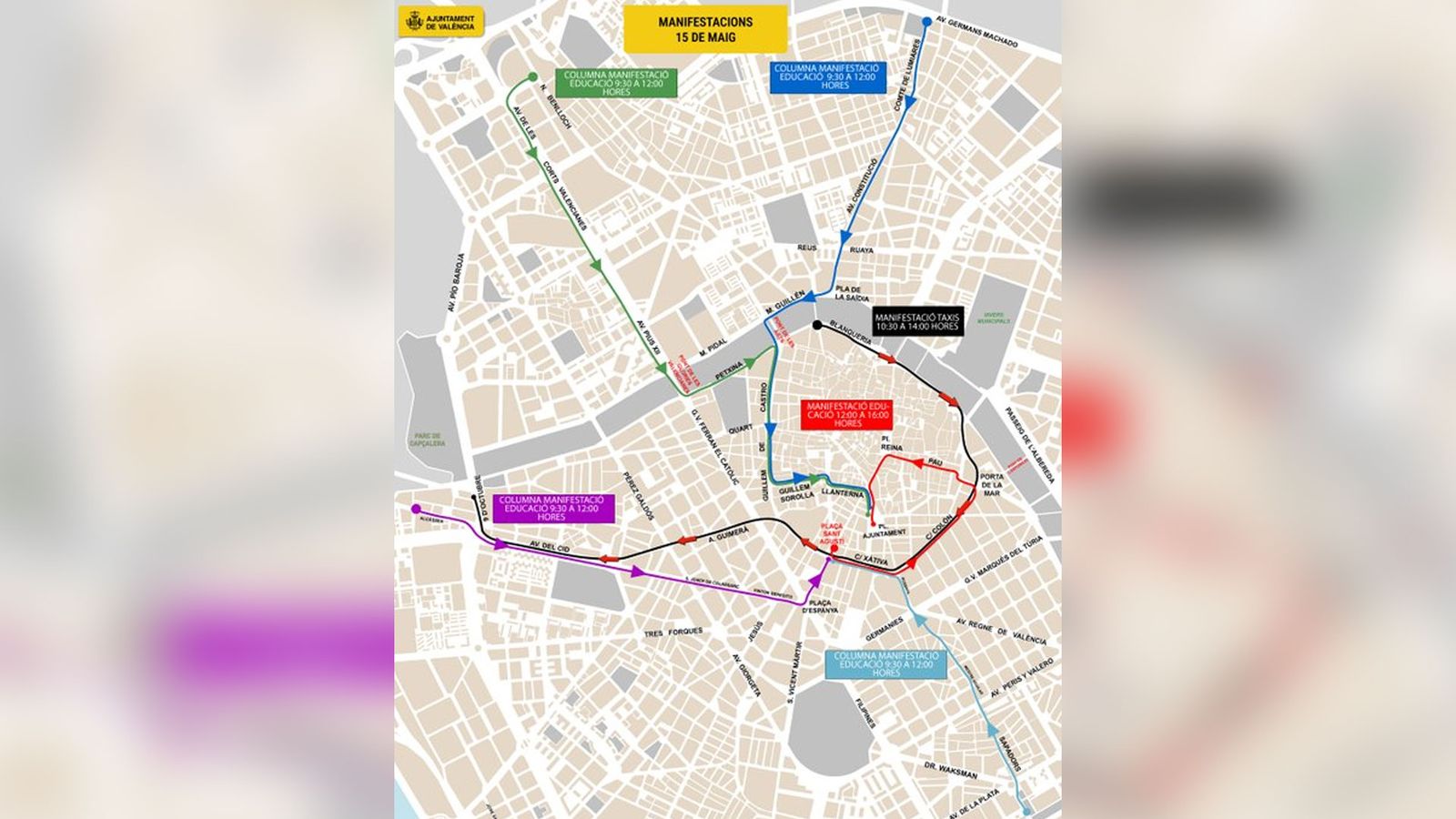 Talls de trànsit a València este divendres 15 juny