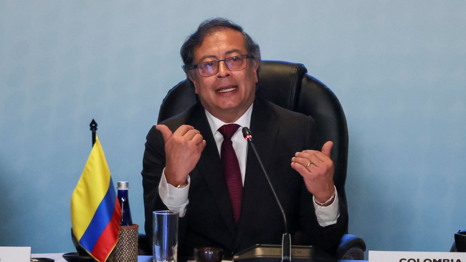 El president de Colòmbia, Gustavo Petro, durant una conferència a Veneçuela