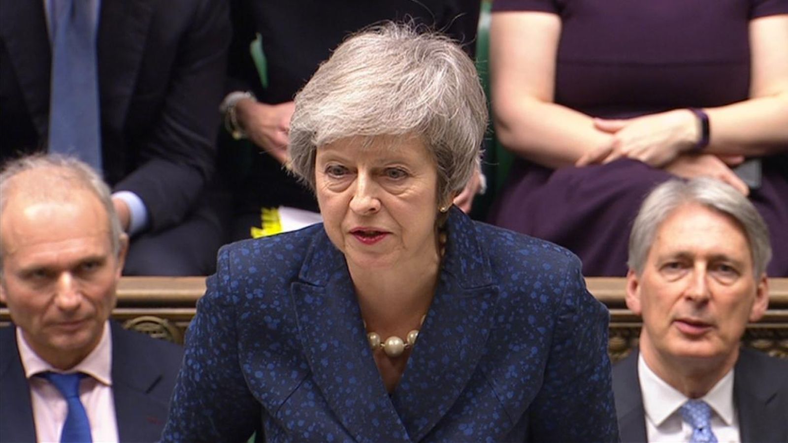 La primera ministra britànica intervé en el Parlament britànic La primera ministra britànica intervé en el Parlament britànic