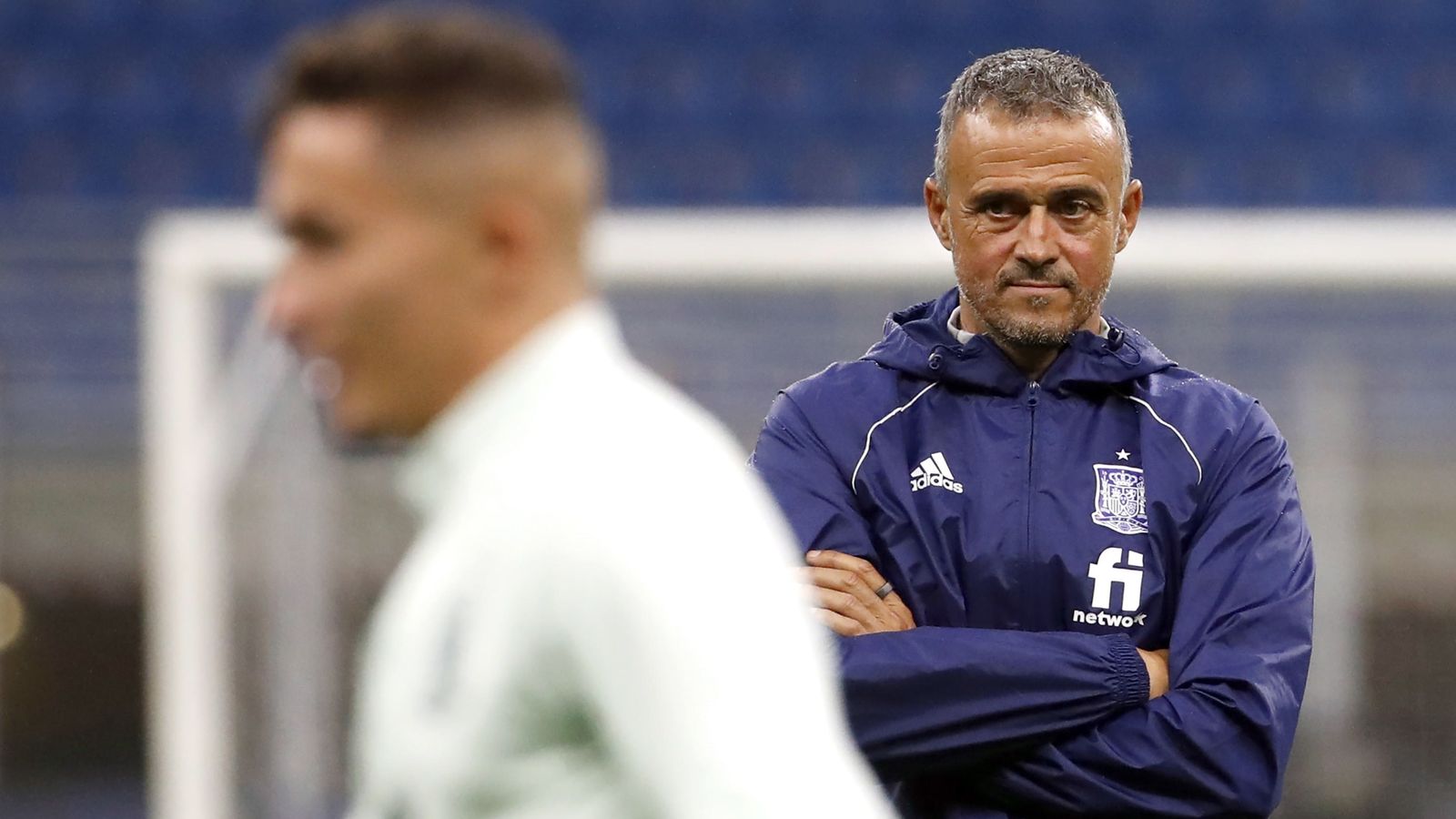 Luis Enrique durant l'entrenament de la selecció d'aquest dimarts