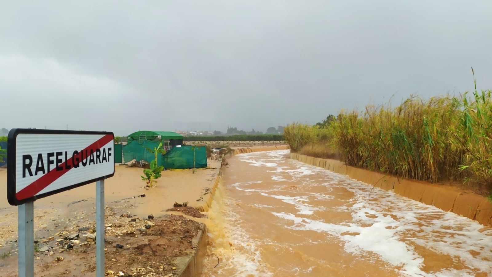 El desbordament del barranc de Barxeta obliga a tancar Rafelguaraf