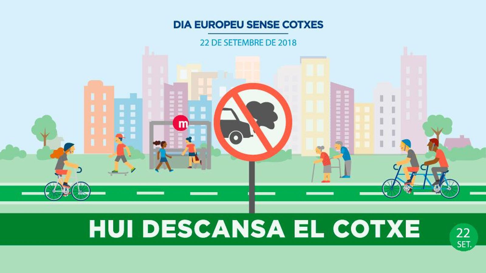 #HuiDescansaElCotxe és l'eslògan de la campanya de la Generalitat per al Dia Europeu sense Cotxe d'enguany