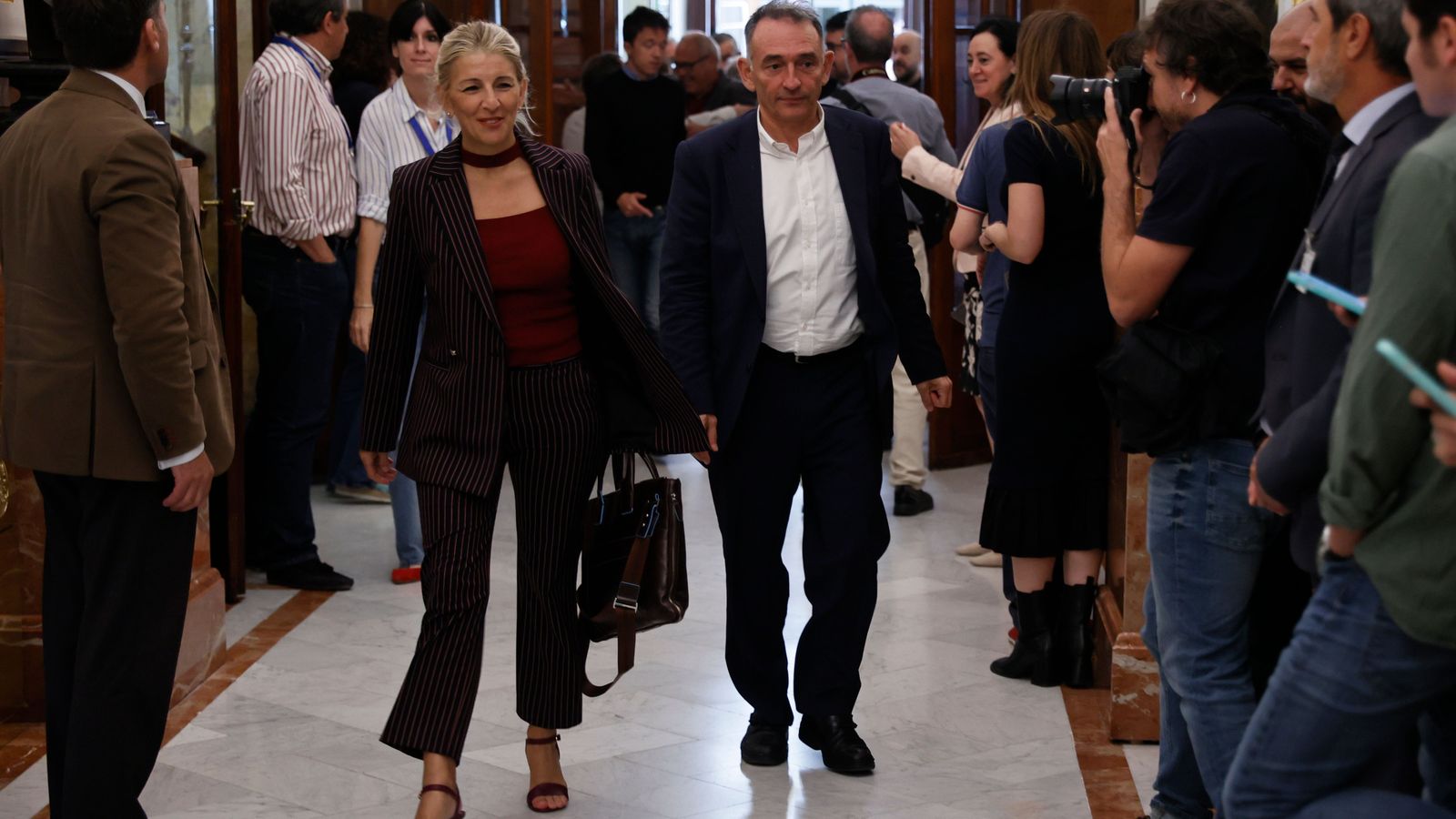 La vicepresidenta segona del govern espanyol i ministra de Treball, Yolanda Díaz, a la seua arribada al Congrés