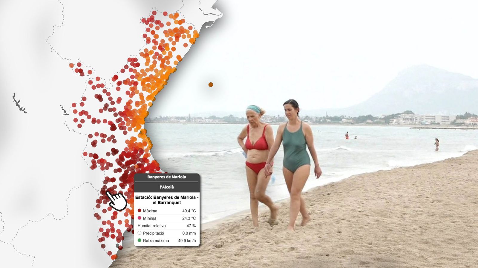 Mira les temperatures màximes i altres registres al mapa