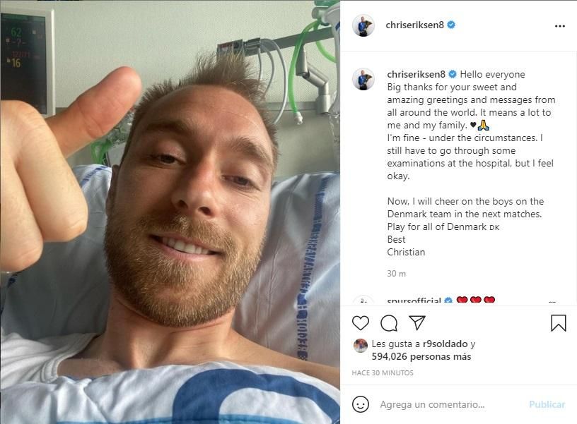 Primera foto d'Eriksen després del seu esvaniment Primera foto de Eriksen després del seu esvaïment