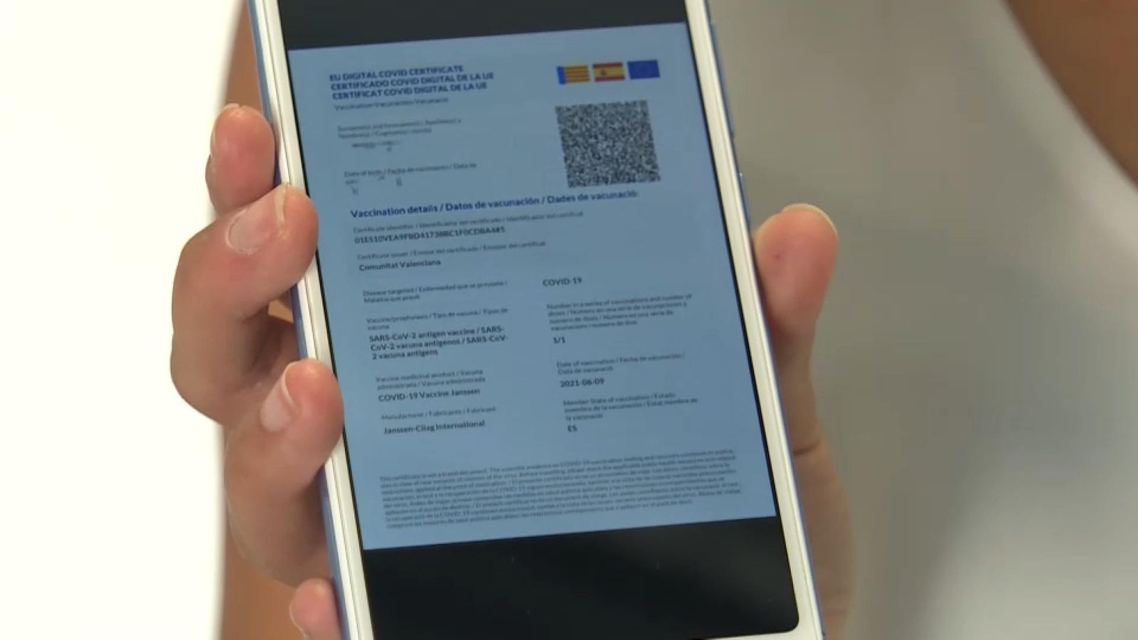 Imatge d'un certificat Covid-19