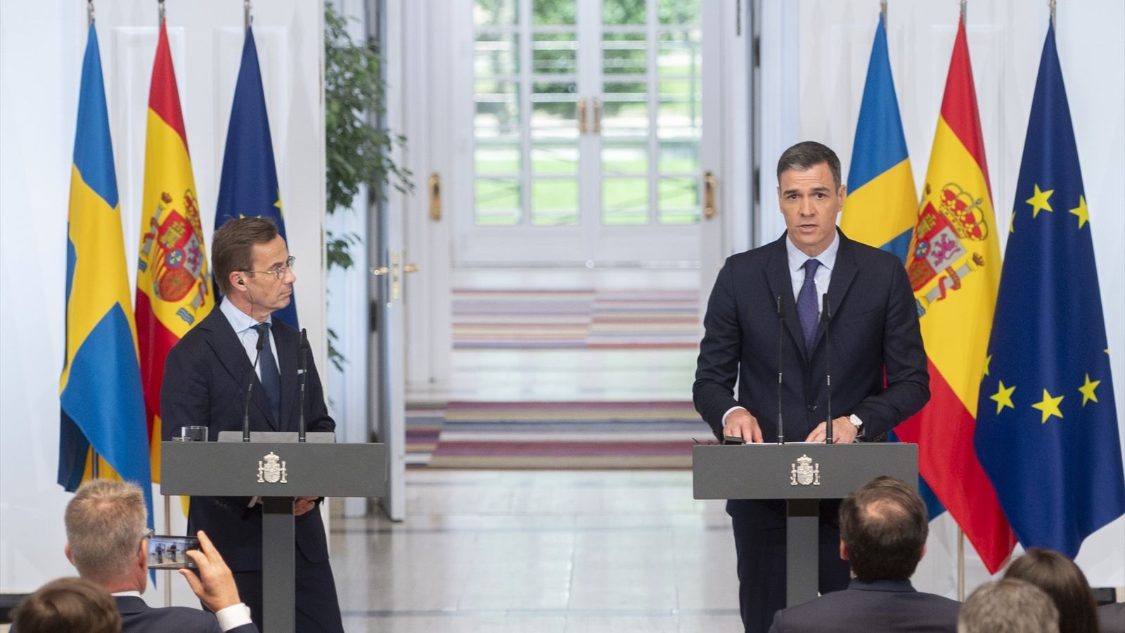 Sánchez, aquest dilluns durant una roda de premsa amb el primer ministre suec, Ulf Kristersson