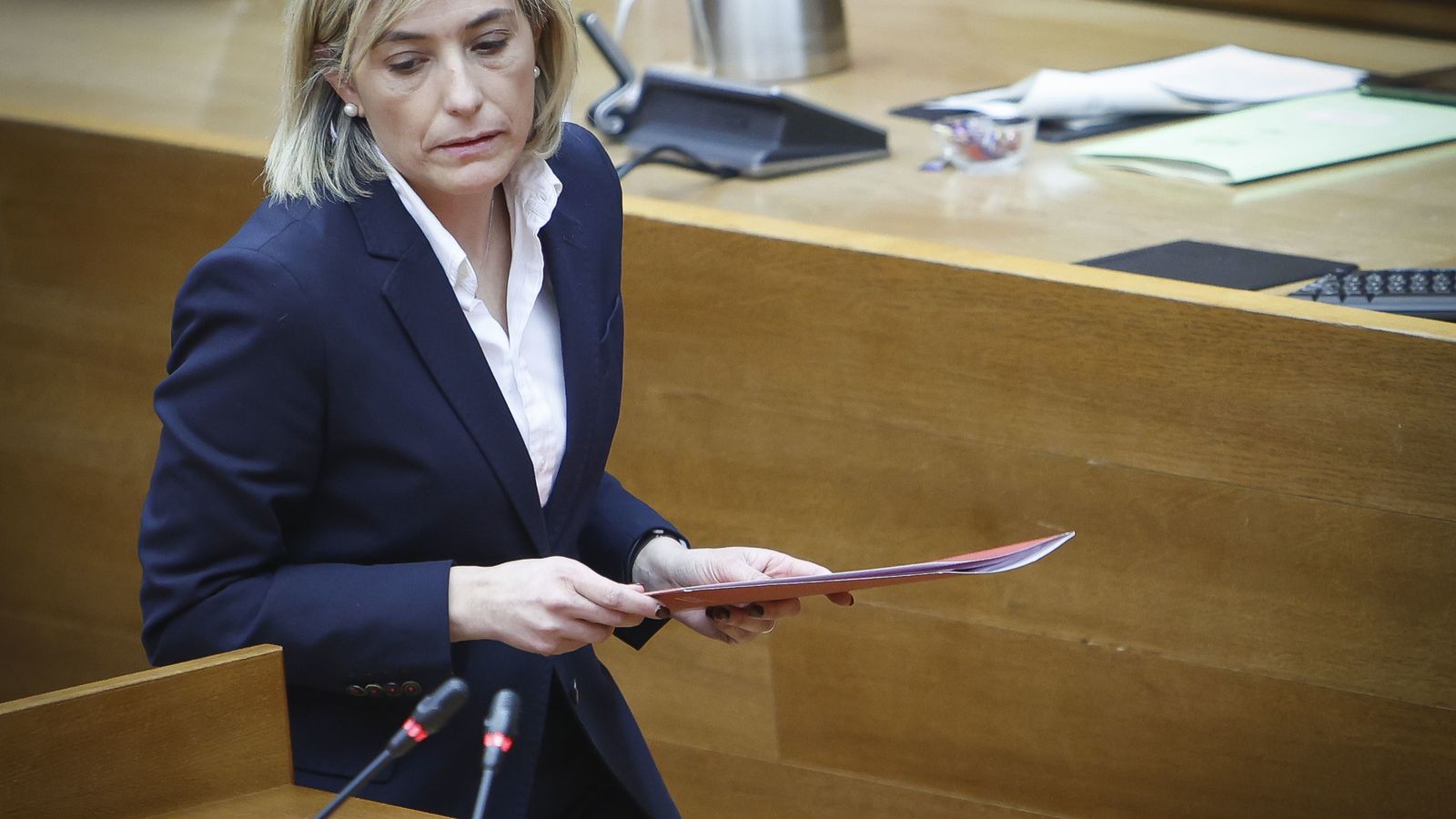 La consellera, Elisa Núnez, en el ple de les Corts (arxiu)