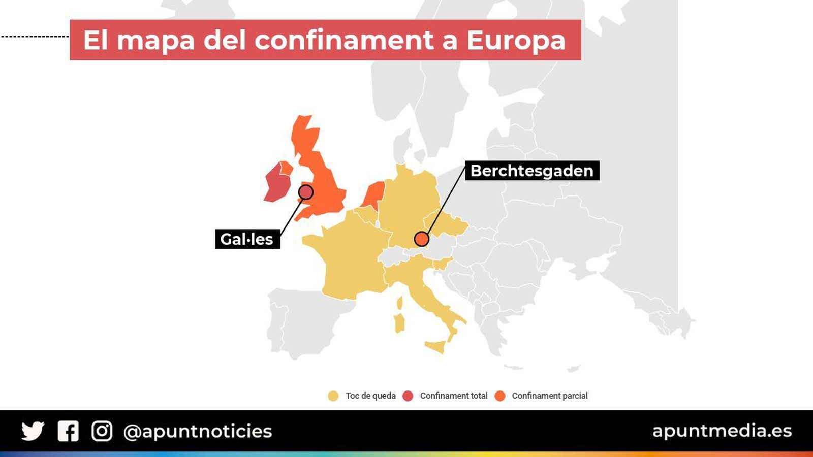 El mapa del confinament a Europa