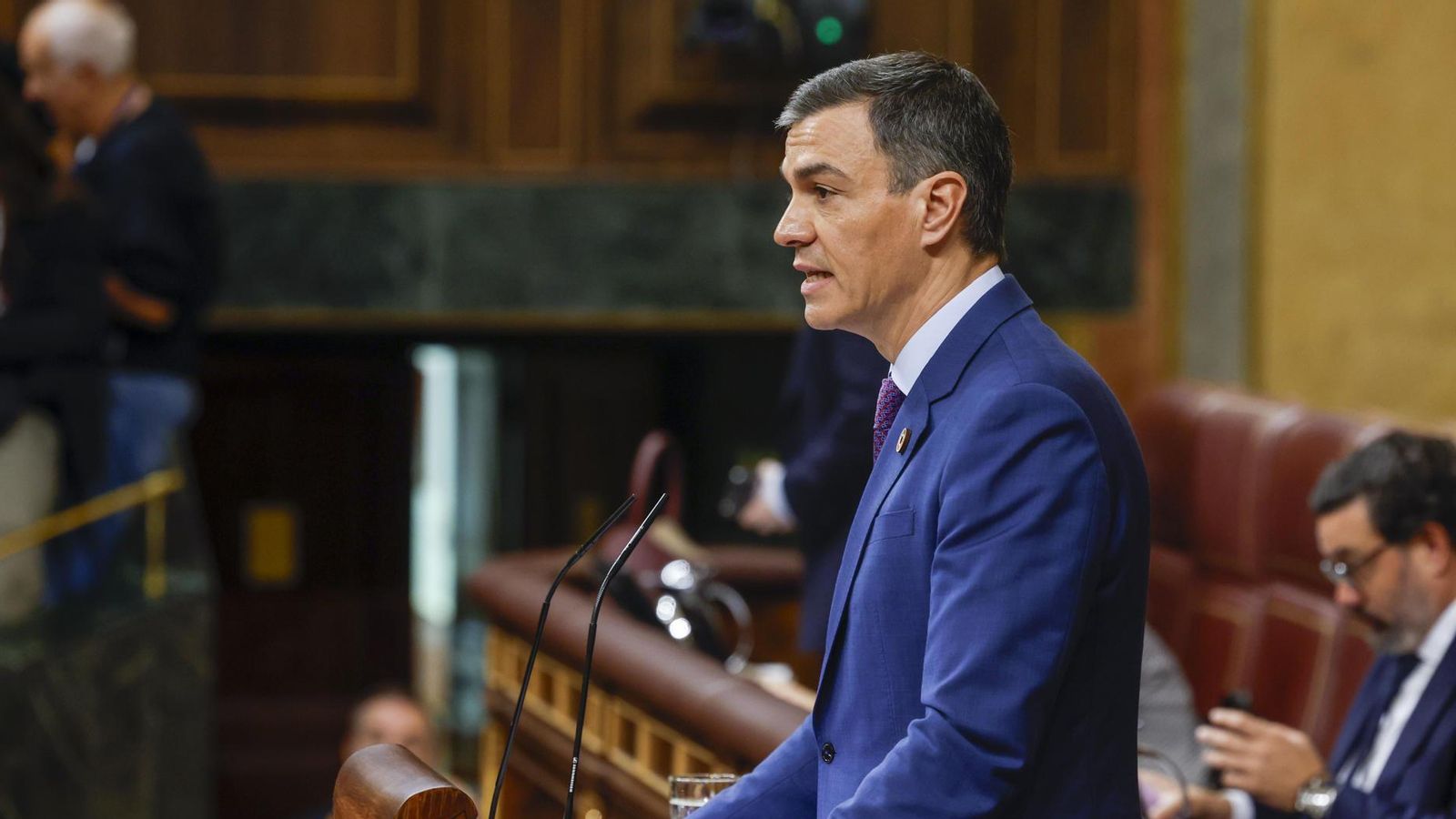 Sánchez, este dimecres des del faristol del Congrés