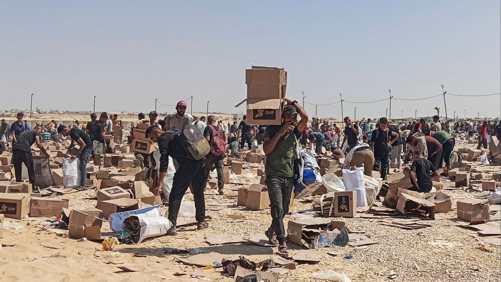 Punt de recollida d'ajuda humanitària a Gaza