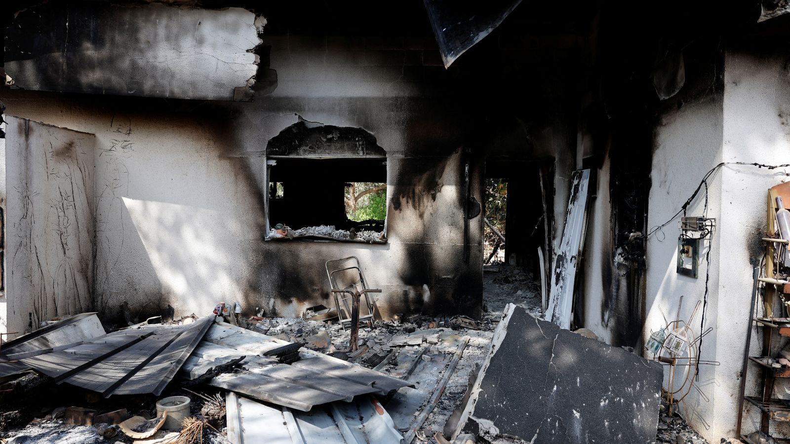 Casa bombardejada per Hamás a la ciutat israeliana Nir Oz