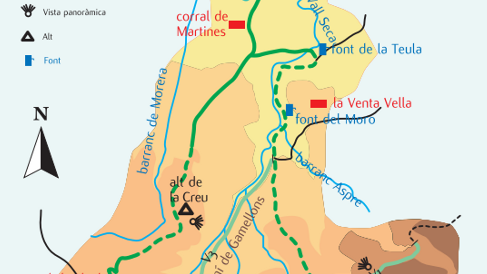 El camí de Gamellons, a la falda de l'alt de la Creu