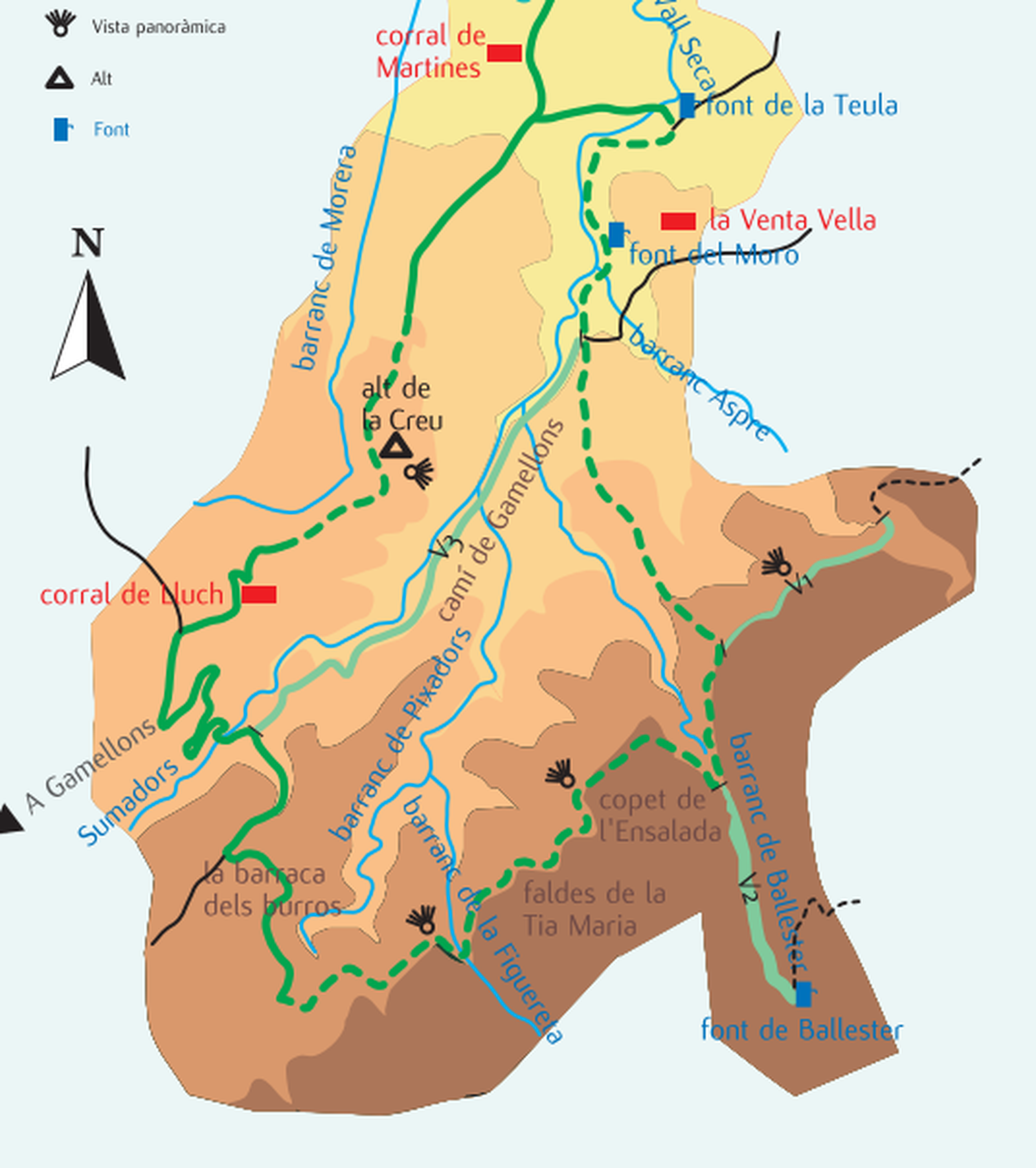 El camí de Gamellons, a la falda de l'alt de la Creu