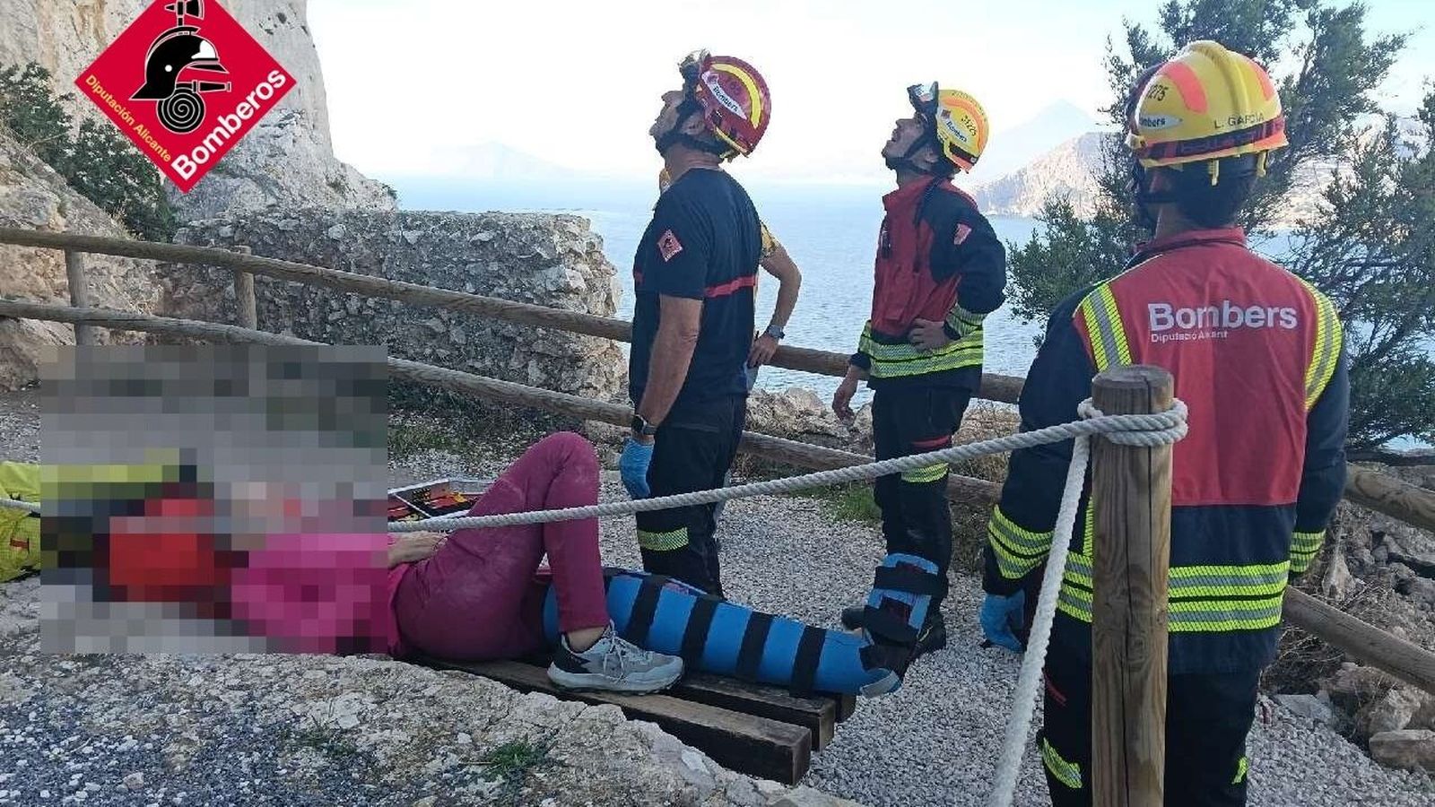 Escaladora que van rescatar els bombers al Penyal d'Ifach este diumenge