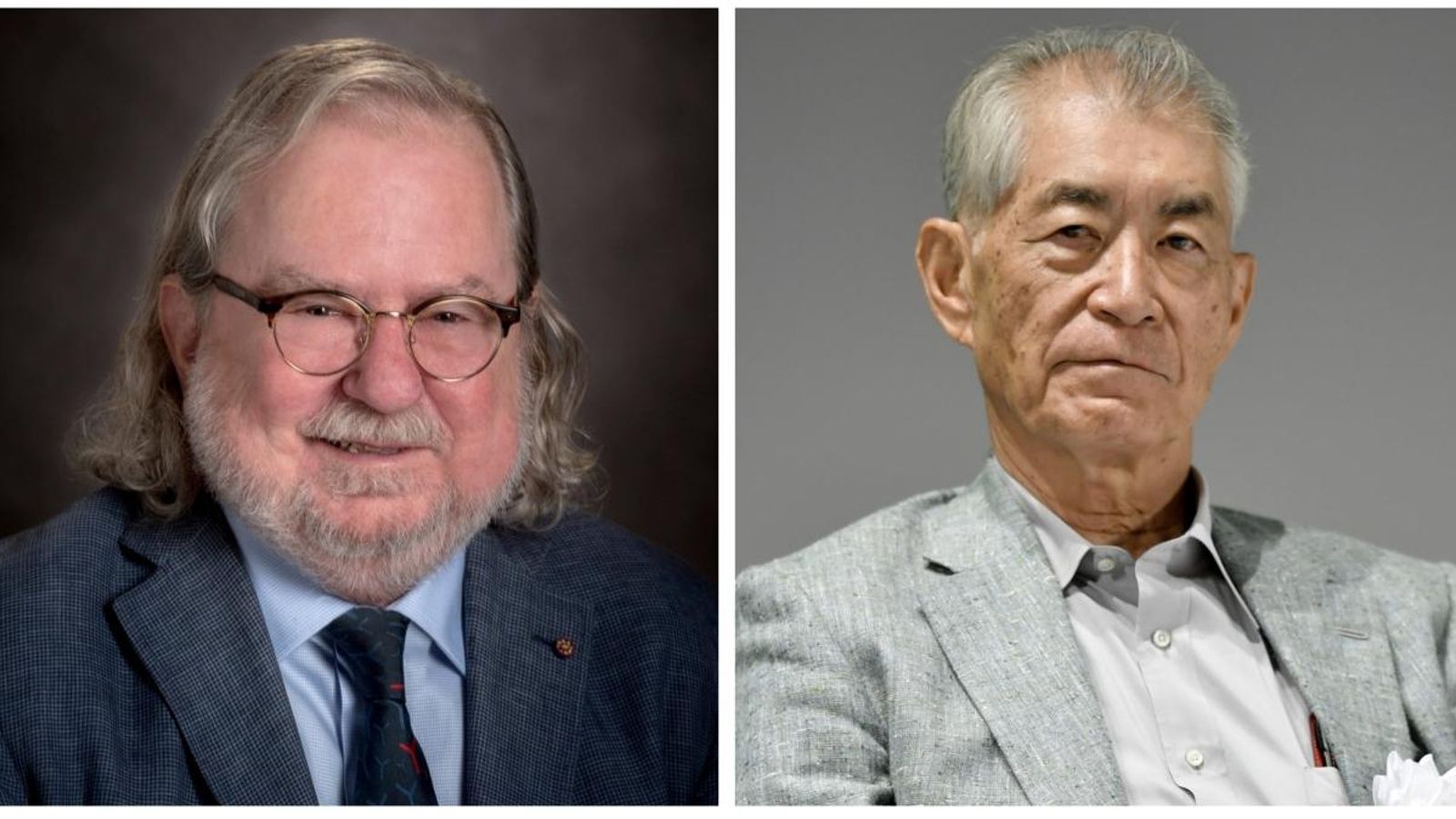 Els investigadors James P. Allison (esquerra) i Tasuku Honjo (dreta), en imatges d'arxiu