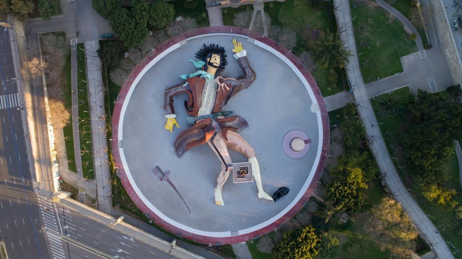 Imatge aèria del parc Gulliver al jardí del Túria