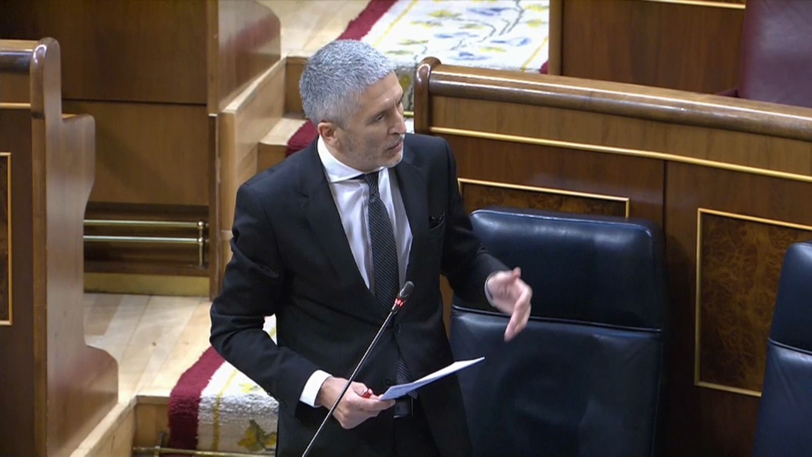 El ministre de l'Interior, Fernando Grande-Marlaska, durant la sessió de control al govern espanyol