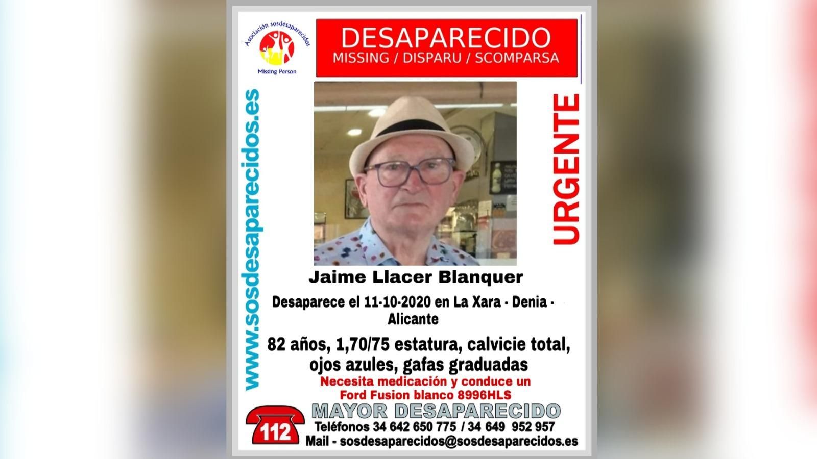 Busquen un home de 82 anys desaparegut a la Marina Alta el diumenge