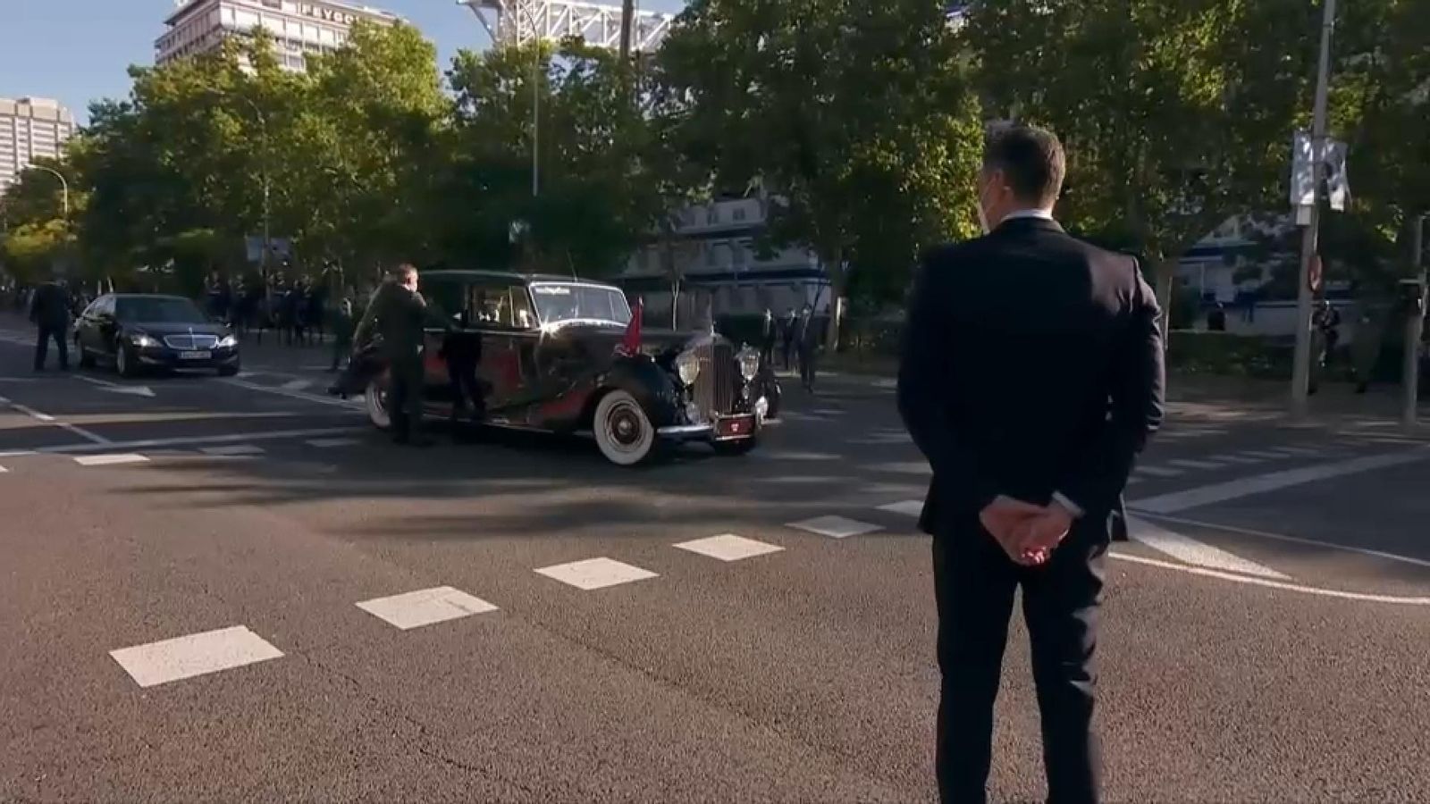 El president del Govern, Pedro Sánchez, en la desfilada militar del 12 d'Octubre a Madrid