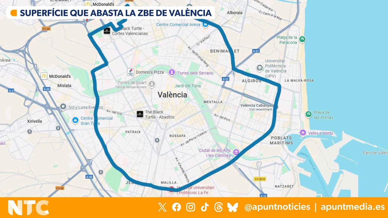 Superfície que abasta la ZBD de València Superfície que abasta la ZBD de València