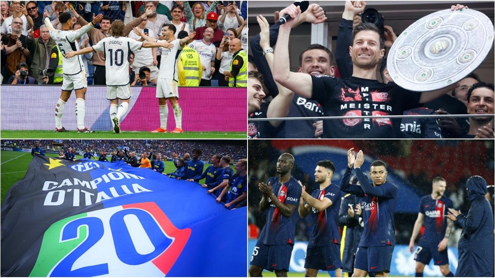 El Reial Madrid, el Bayer Leverkusen, l'Inter de Milà i el PSG ja són campions de les seues lligues campeonatos