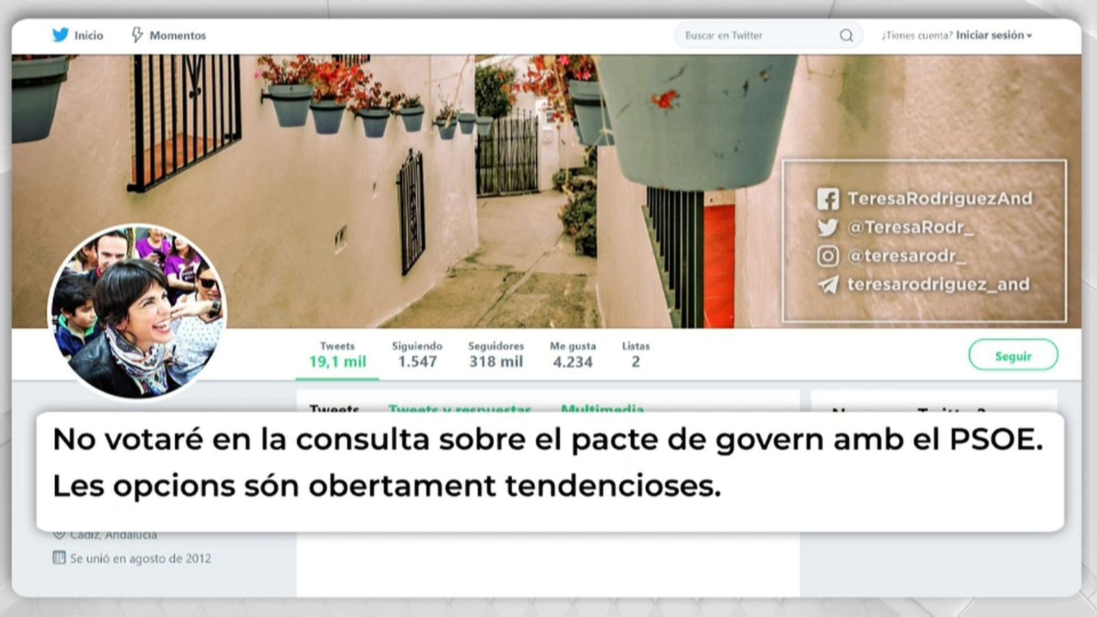 Teresa Rodríguez ha dit que no votarà la consulta promoguda per Iglesias