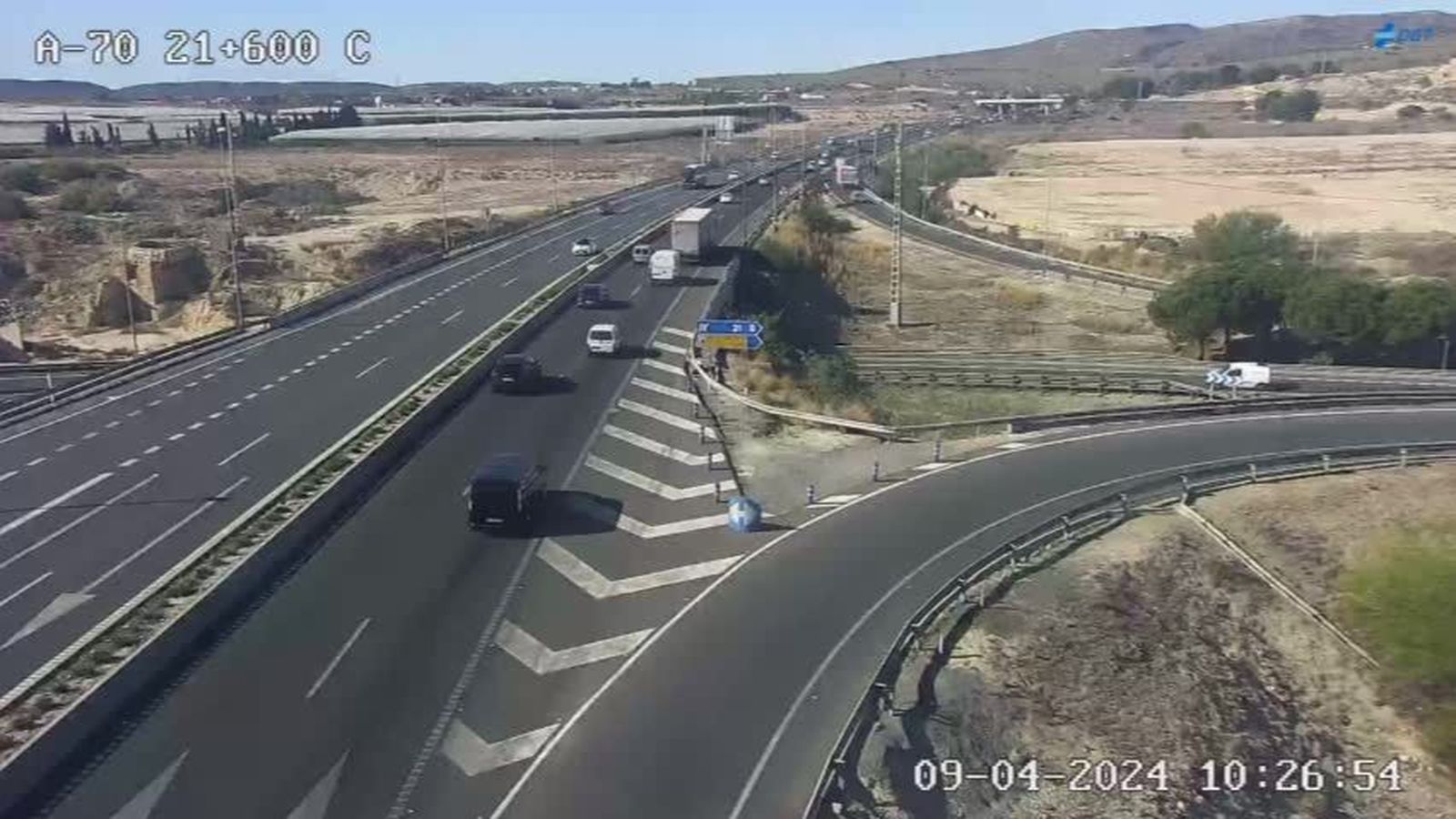 Un dels punts de l'A-70, que circumval·la la ciutat d'Alacant, i on s'ha tallat un dels túnels a causa de l'accident