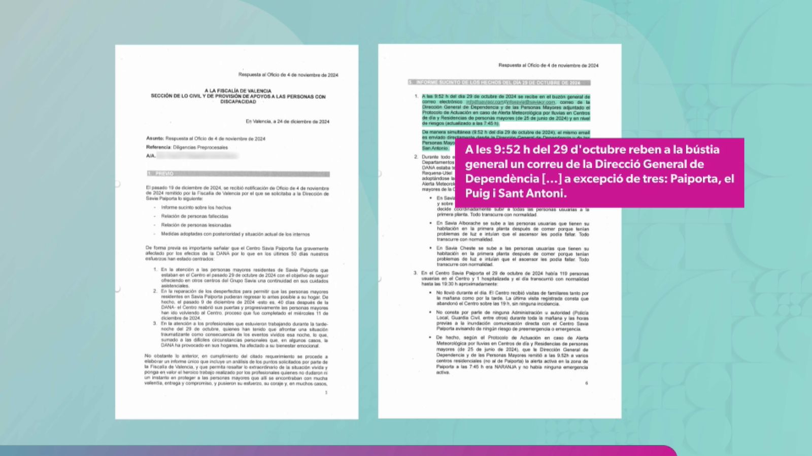 Captura de l'informe de la residència de Paiporta