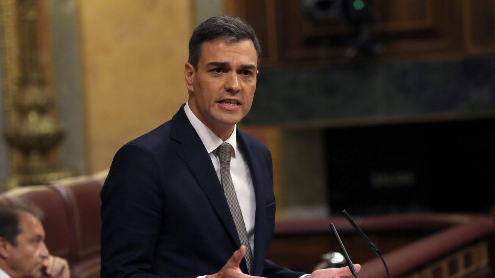Pedro Sánchez, durant el discurs de la moció de censura en la qual és candidat a la Presidència del Govern