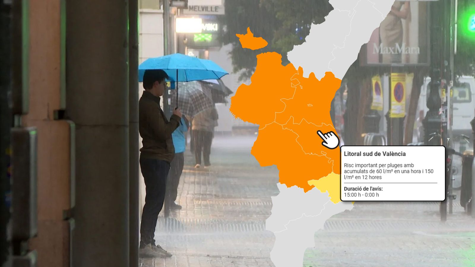 L'Aemet activa avís taronja per pluges a la província de València