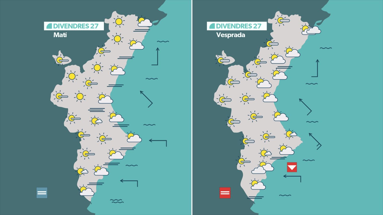 Previsió de l'oratge per a este divendres, 27 de febrer