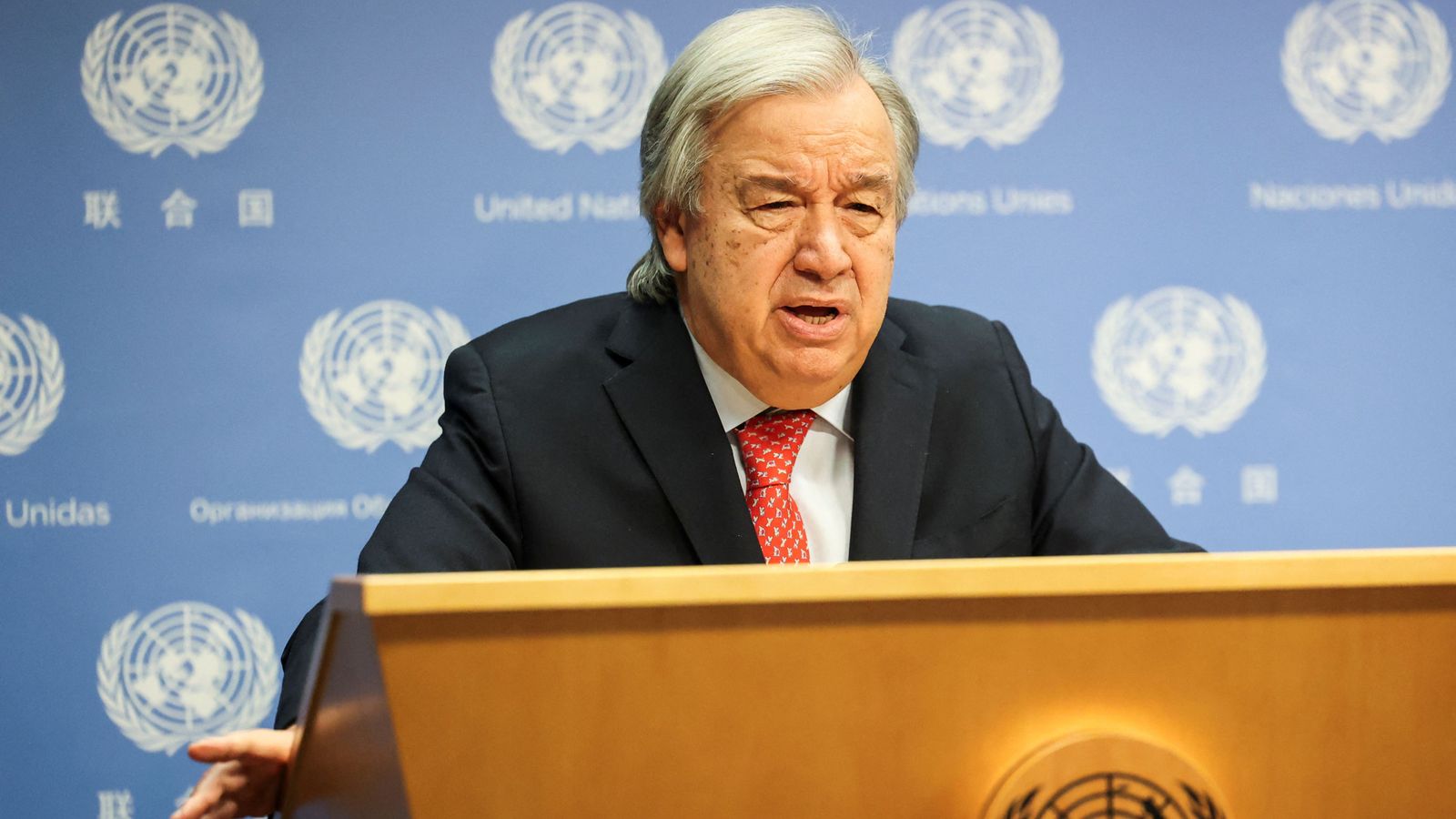 El secretari general de les Nacions Unides, António Guterres, en roda de premsa