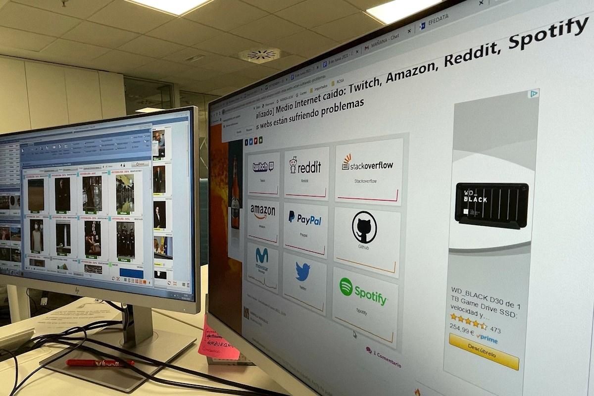 Vista d'una pàgina web que informa dels problemes per a connectar-se a la xarxa després de la fallada que ha deixat aquest dimarts a desenes de pàgines web a tot el món sense servei Vista d'una pàgina web que informa dels problemes per a connectar-se a la xarxa després de la fallada que ha deixat aquest dimarts a desenes de pàgines web a tot el món sense servei