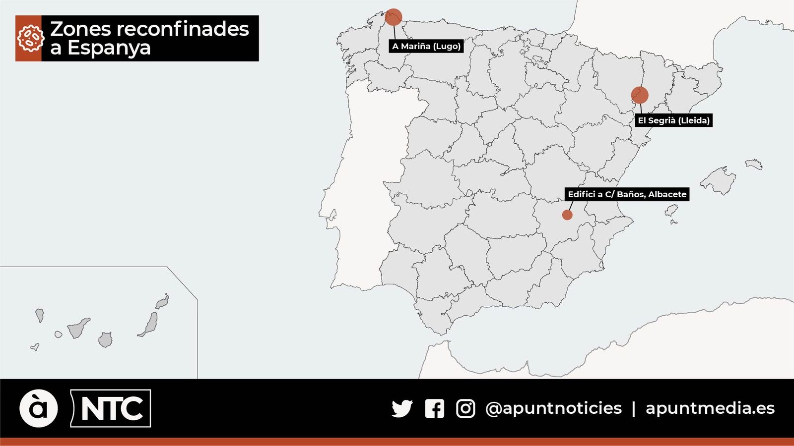 Mapa actualitzat dels erconfinaments a Espanya