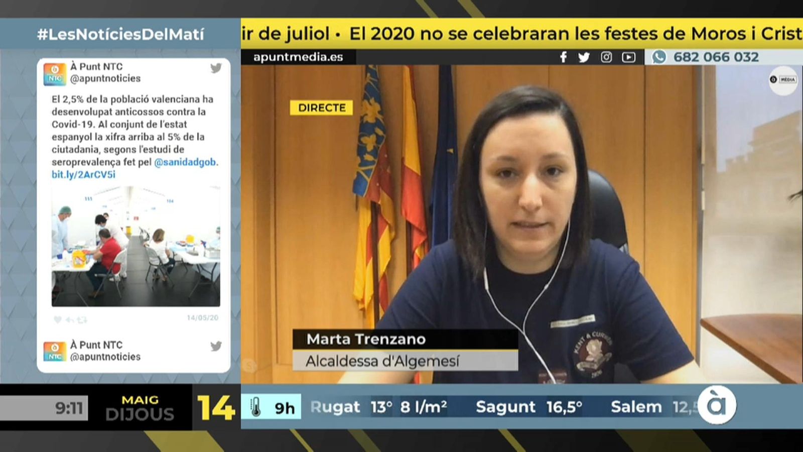 Marta Trenzano, hui, durant l'entrevista en À Punt Marta Trenzano, hui, durant l'entrevista en À Punt