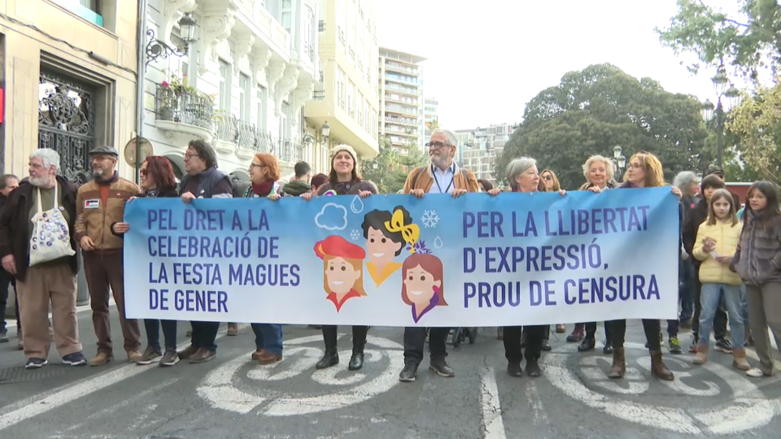 Manifestació contra la "censura" de les Magues de gener