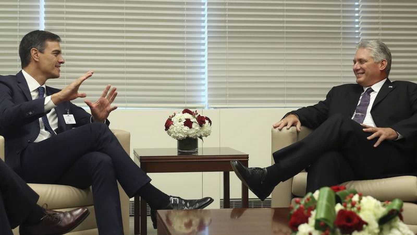Sánchez i Díaz-Canel en una reunió a Nova York