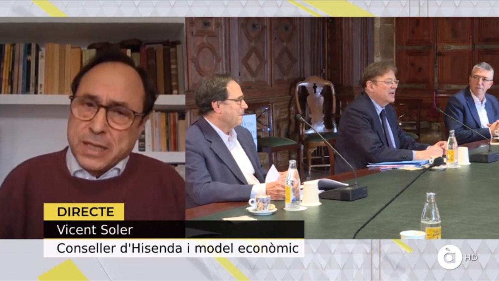 El conseller d’Hisenda, Vicent Soler, aquest dijous en l’informatiu del migdia d’À Punt