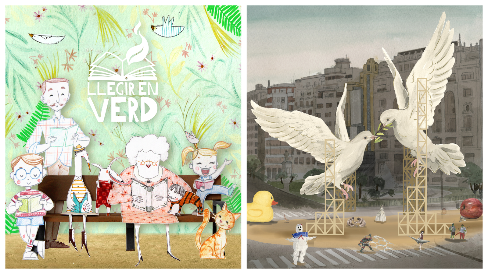 'Llegir en verd' i 'Pelea de palomas', falles municipals de València 2024