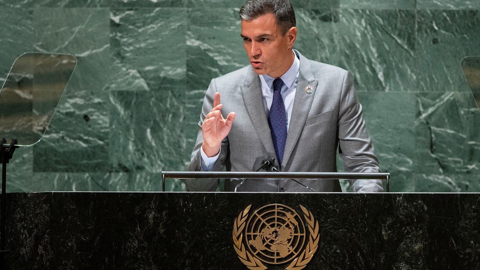 El president del govern espanyol, Pedro Sánchez, a l'Assemblea de les Nacions Unides