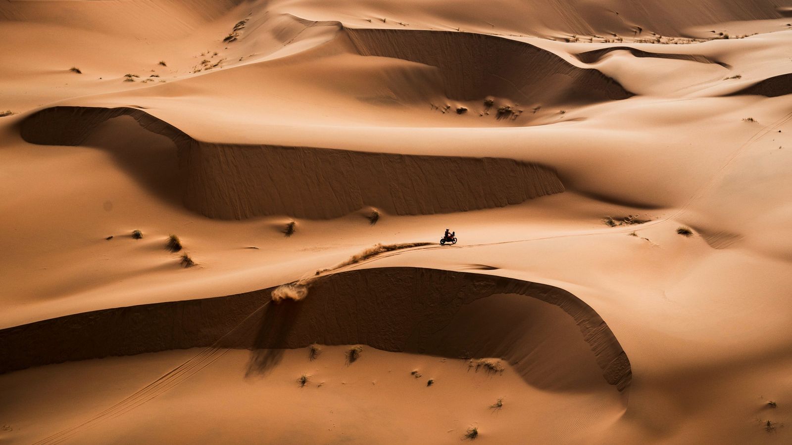 Un motorista en les dunes d'Aràbia