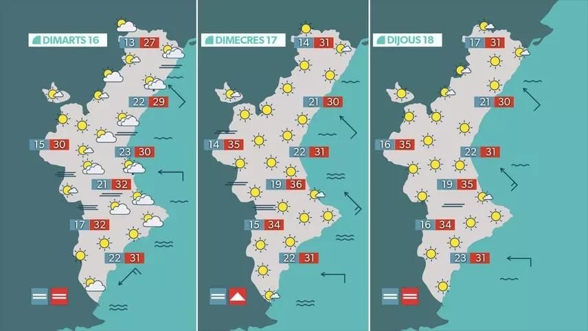 Previsió de l'oratge per a dimarts, dimecres i dijous Previsió de l'oratge per a dimarts, dimecres i dijous