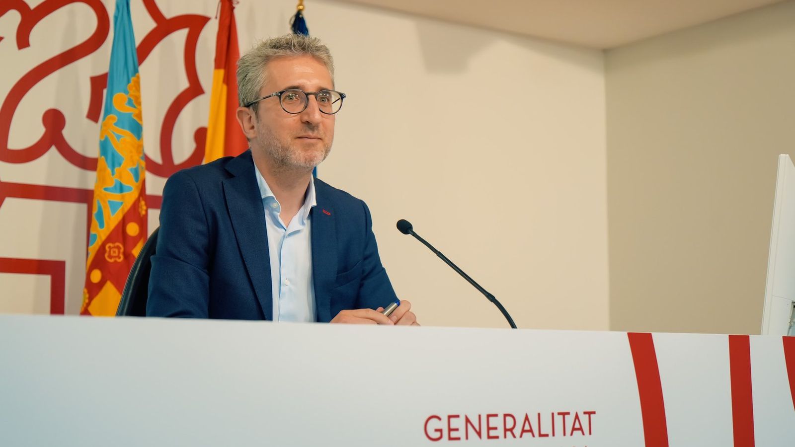 El conseller d'Hisenda, Arcadi España, aquest dilluns durant la roda de premsa posterior al ple del Consell extraordinari