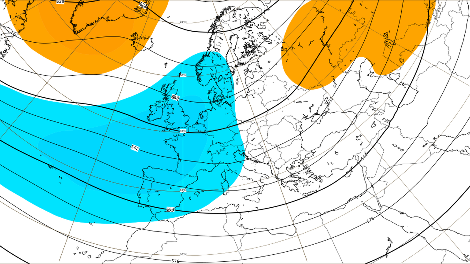 Anomalia de l'altura del geopotencial a 500 hPa previst del 20 al 27 de març, ECMWF