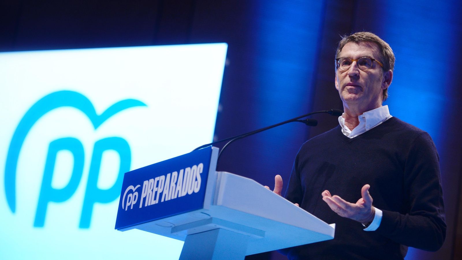 El candidat a la presidència del PP, Alberto Núñez Feijoo en un míting a Valladolid